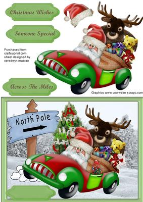 Santa and Moose Delivering the Quick Way
