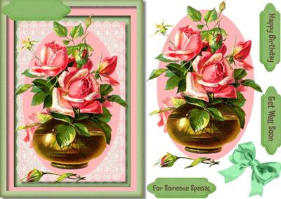 Beautiful Roses in a Vase on Lace .