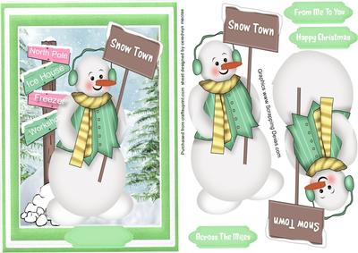 A Lovely Snowman Guarding Snow Town 