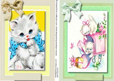 Two Lovely Cute Kitty Cat Toppers 