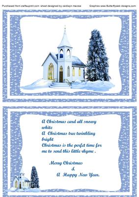 A5 Incert Christmas Church in the Hills ,with Verse