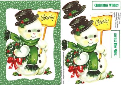 Cute Vintage Snowman with His Banner