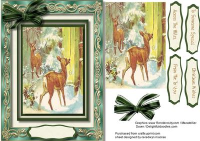 Lovely Deer in the Snow ,card and Topper