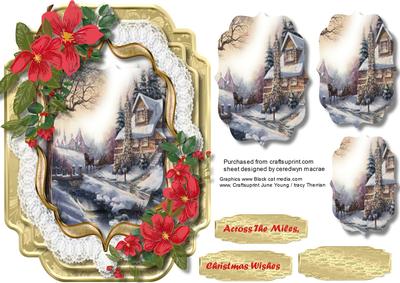 Beautiful Christmas Scene in a Lace Bracket ( Pyramid )