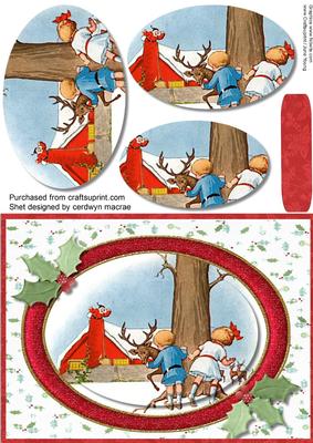 Children Peeking Round the Tree at Santa .pyramid