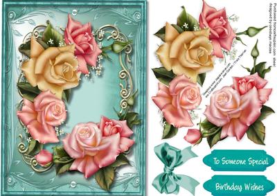 Bgeautiful Roses in a Aqua Frame 