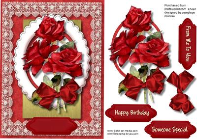 Beautiful Red Roses on a Scalloped Frame 