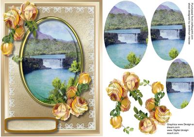 Beautiful Roses and Lake Scene 