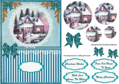 Lovely Christmas Scene in Aqua 