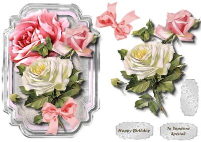 Beautiful Pink and White Roses on a Bracket Mat 