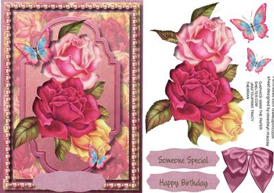 Beautiful Roses Witl Mpearls and Butterfflies