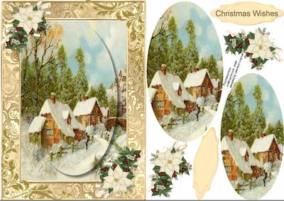 Beautiful Christmas Scene in a Gilded Frame , Pyramid