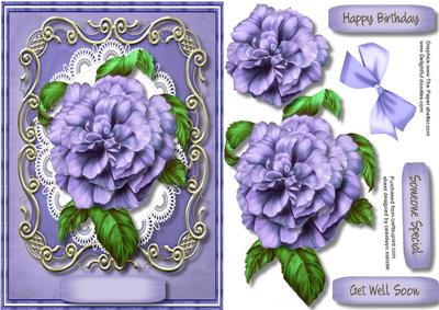 Lovely Amethyst Camellia in Ornate Scroll
