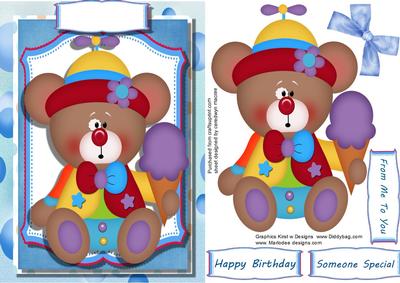 Birthday Teddy with His Ice Cream