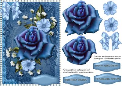 Beautiful Deep Blue Roses and Babys Breath 