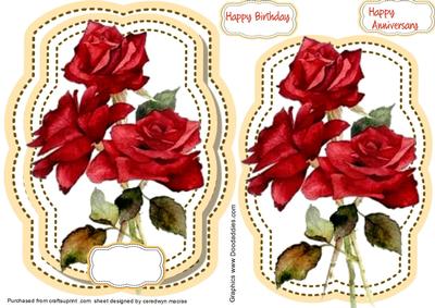 Red Roses in a Stitched Frame 