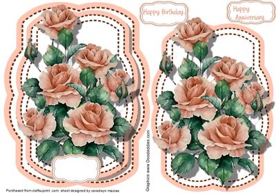 Lovely Peach Roses in a Stirtched Frame