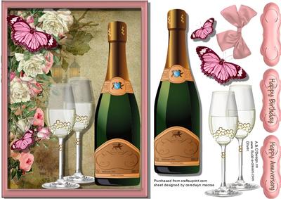 Beautiful Roses , Butterflies , and Champagne