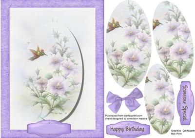 Lilac Petunias and Hummingbird, Pyramid