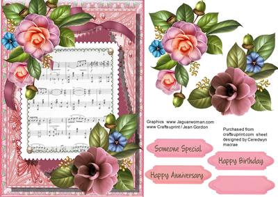 Beautiful Pink Camelias on Sheet Music 1