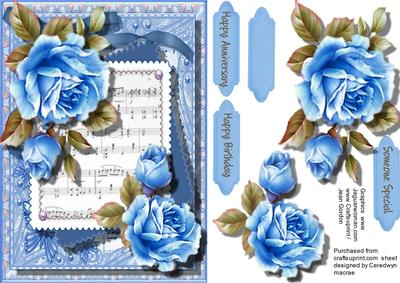 Stunning Blue Roses on a Music Sheet 3 