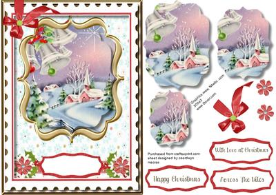 Christmas Village in a Gold Bracket Frame