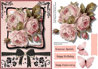 Lovely Roses on a Black and Pink Bracket 