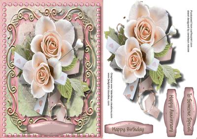 Beautiful Roses in a Gold Scrollwork Frame 
