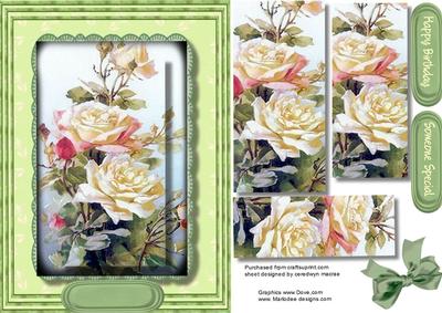 Beautiful Roses in a Scalloped Frme , Pyramid 