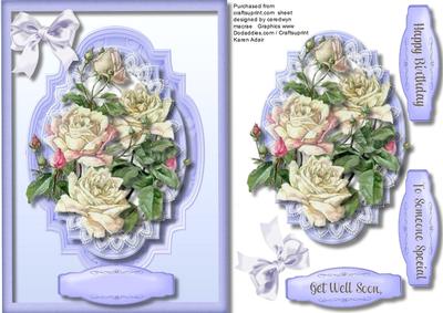 Beautiful Roses in a Lilac Frame A5
