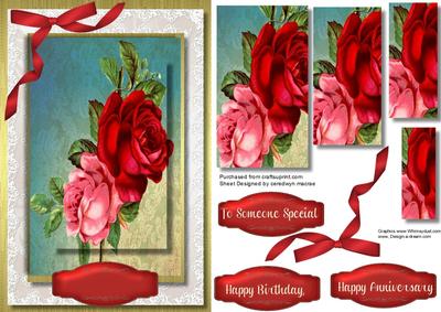 Beautiful Red and Pink Rose on Lace 