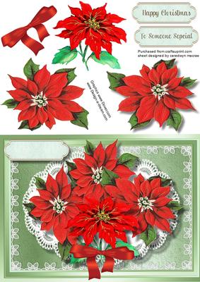Lovely Red Poinsettias on a Lace Mat 