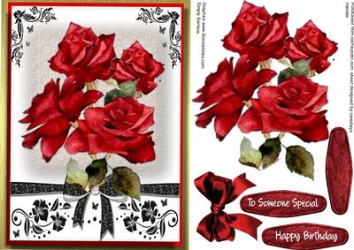 Beautiful Red Roses on Black and Gold