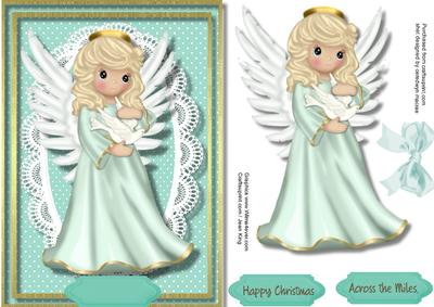 Beautiful Angel and Dove on Lace 
