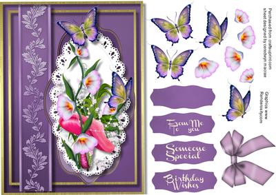 Beautiful Lilac Nasturtiums and Butterflys