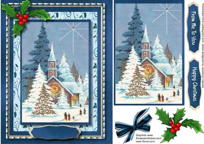 Beautiful Christmas Scene in Blue 