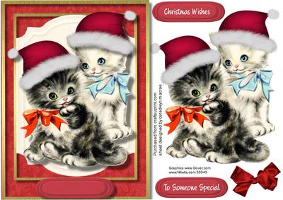 Two Adorable Kitties in There Santa Hats