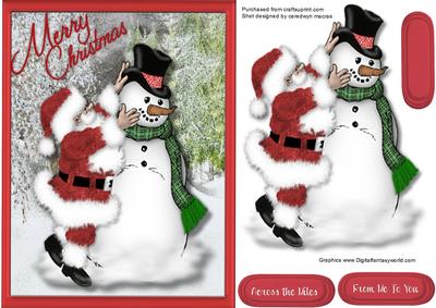 Santa Putting on the Snowman's Hat 