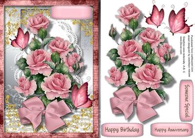 Lovely Pimk Roses with Butterflies 