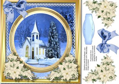 Beautiful Church with Cream Poinsettias 