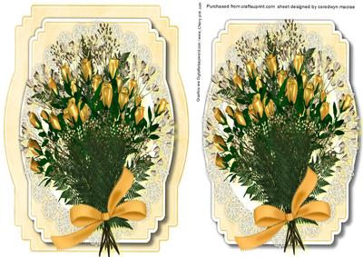 Beautiful Bouquet of Yellow Roses on Lace 