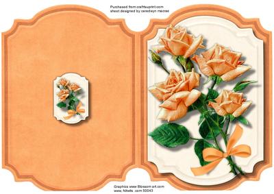 Print, Cut, and Fold , Beautiful Apricot Roses 