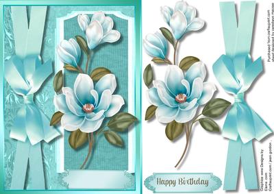 Beautiful Aqua Magnolia on Vintage Plaque