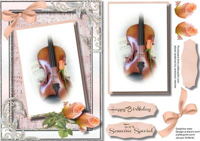 Beautiful Violin with Peach Roses