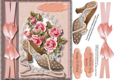 Beautiful Vintage Shoe with Roses and Pearls