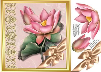 Beautiful Pink Lotus Flowers with Gold Bow