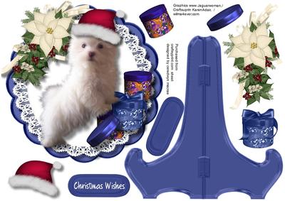 Beautiful Fluffy Dog with Presents and Santa Hat