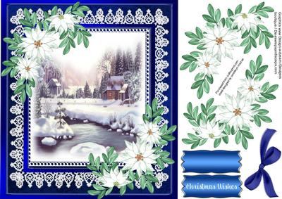 Beautiful Christmas Scene with White Poinsettias