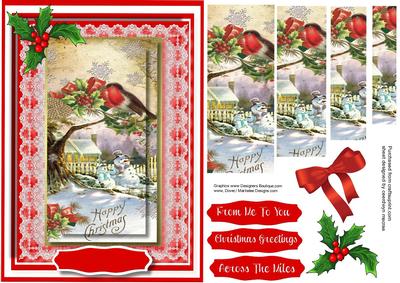 Lovely Christmas Scene with Ronins and Snowmen , Pyramid