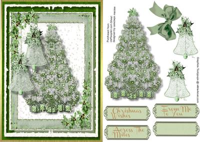Beautiful Christmas Tree with Bells and Holly 